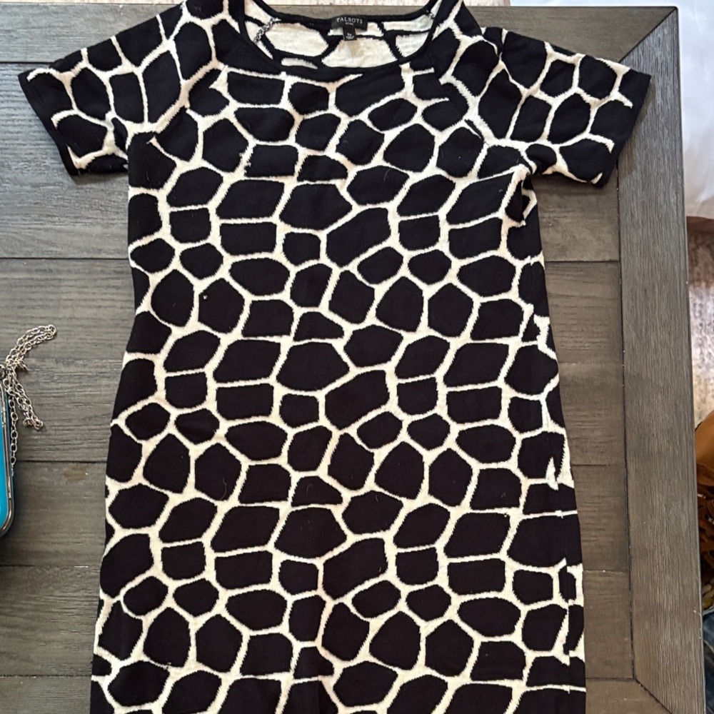 Talbots Black and Cream Geometric Dress